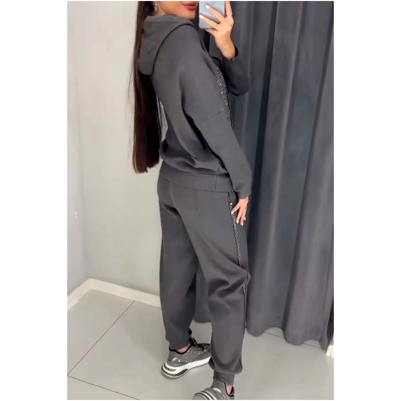 ⏳Limited Sale 56% OFF🌸Women's Hooded Sweatshirt and Cuffed Joggers 2-Piece Set-3