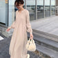 🔥HOT Sale🔥Women's Solid Color Knitted Long-sleeve Maxi Dress-3
