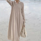 🔥HOT Sale🔥Women's Solid Color Knitted Long-sleeve Maxi Dress-1