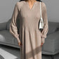 🔥HOT Sale🔥Women's Solid Color Knitted Long-sleeve Maxi Dress-7