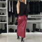 🔥HOT Sale🔥Women's Elegant Sexy High-waist Thigh-slit Leather Skirt-1