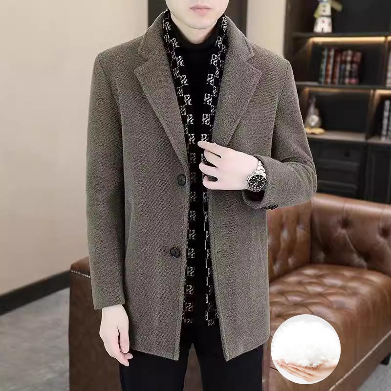 ✅Free Shipping✈️Men’s Stylish Notched Lapel Winter Tweed Jacket with White Duck Down Lining-1