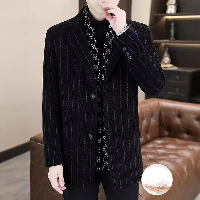 ✅Free Shipping✈️Men’s Stylish Notched Lapel Winter Tweed Jacket with White Duck Down Lining-5