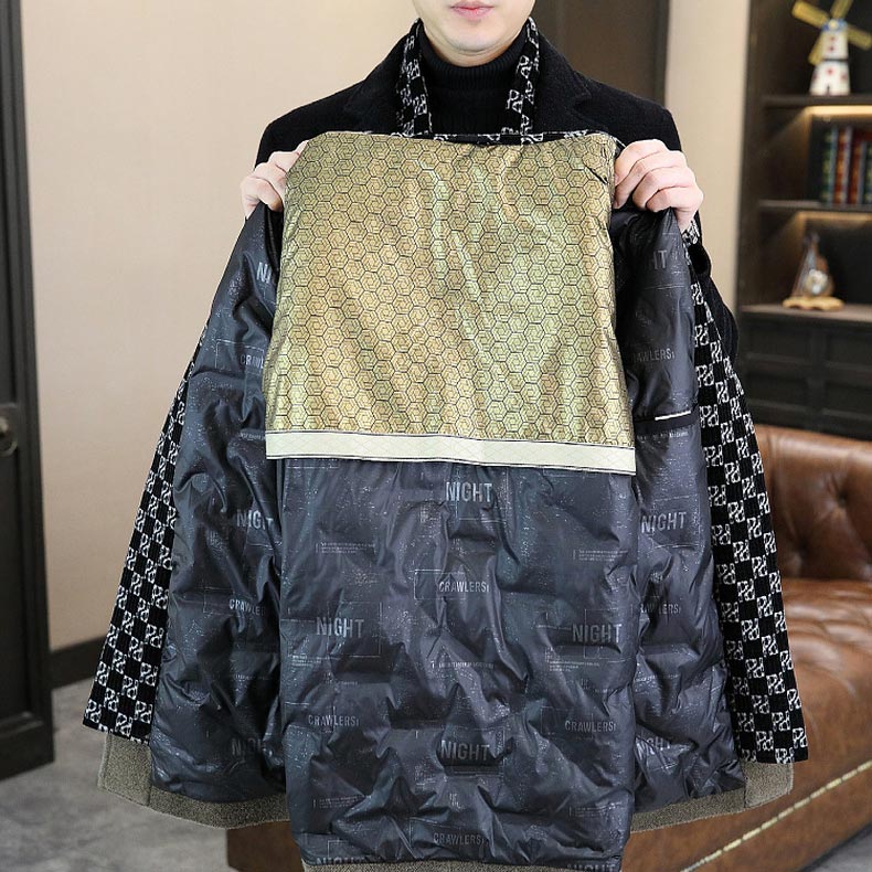 ✅Free Shipping✈️Men’s Stylish Notched Lapel Winter Tweed Jacket with White Duck Down Lining-6