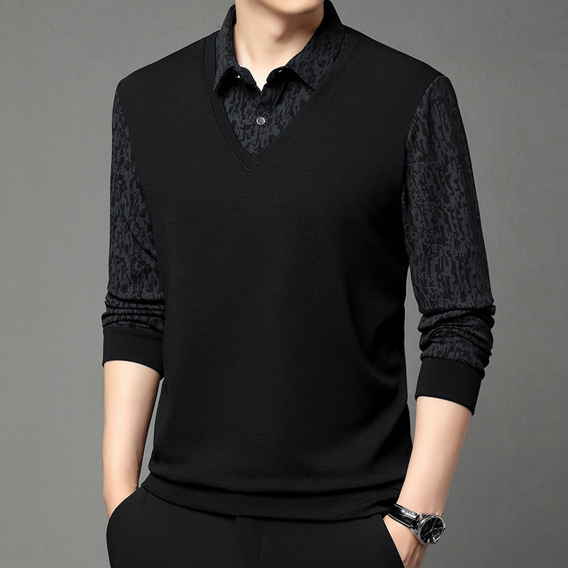 Men's Faux 2-Piece Long Sleeve Shirt-5