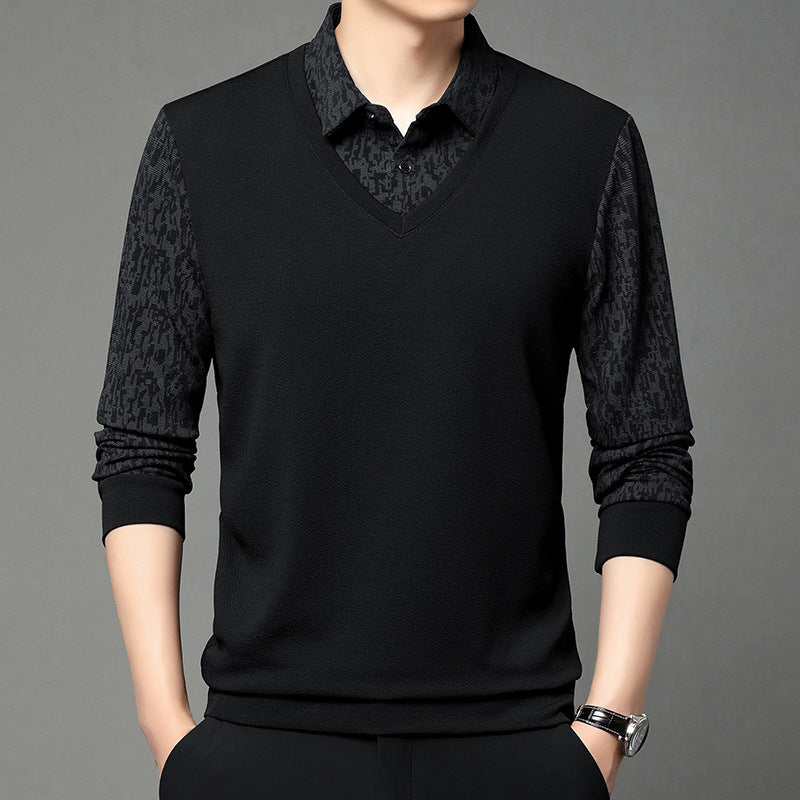Men's Faux 2-Piece Long Sleeve Shirt-6