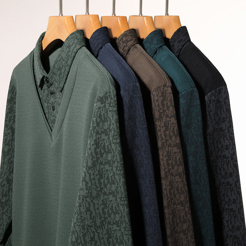 Men's Faux 2-Piece Long Sleeve Shirt-7