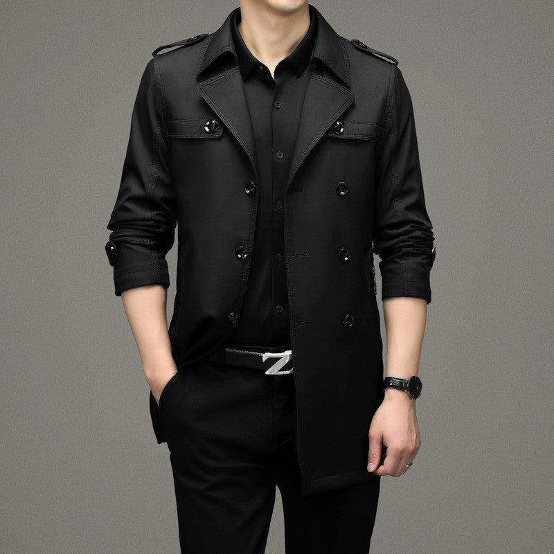 🥰Seasonal Promotions🥰Men's Double Breasted Windbreaker Jacket-2