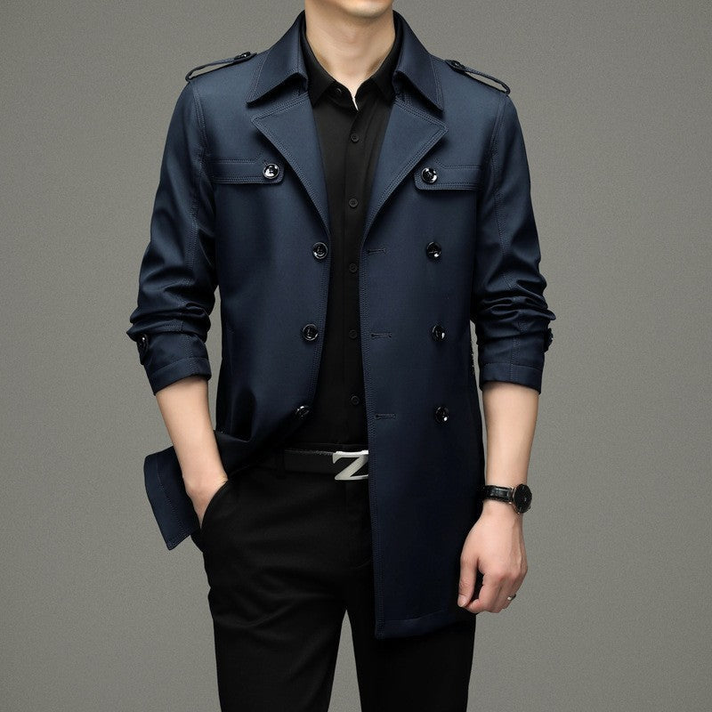 🥰Seasonal Promotions🥰Men's Double Breasted Windbreaker Jacket-1