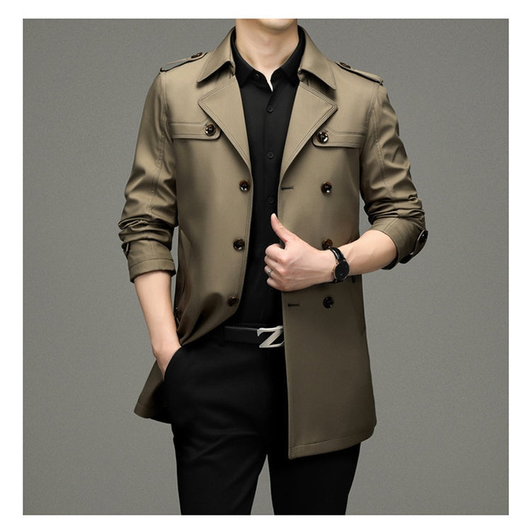 🥰Seasonal Promotions🥰Men's Double Breasted Windbreaker Jacket-4