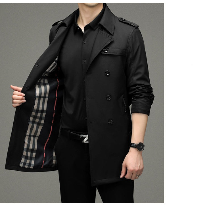 🥰Seasonal Promotions🥰Men's Double Breasted Windbreaker Jacket-5