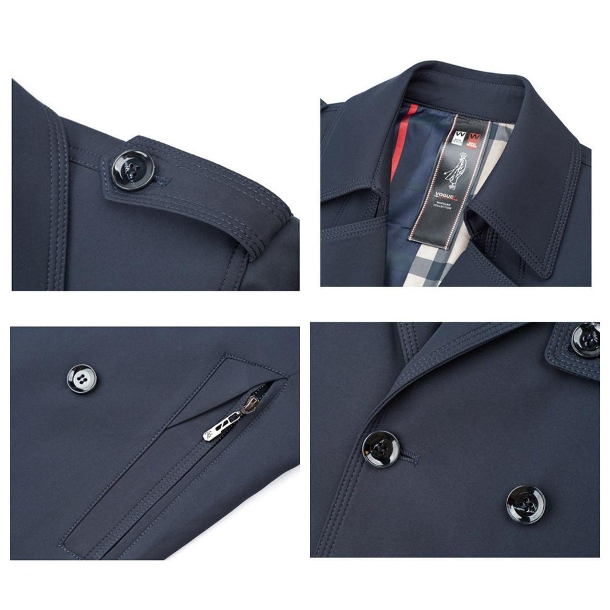 🥰Seasonal Promotions🥰Men's Double Breasted Windbreaker Jacket-8