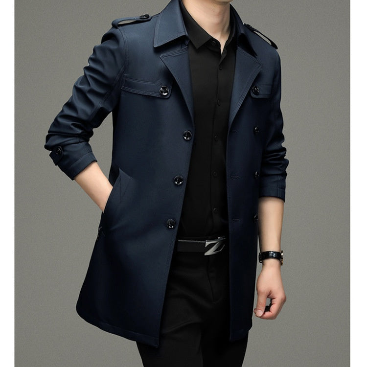 🥰Seasonal Promotions🥰Men's Double Breasted Windbreaker Jacket-6