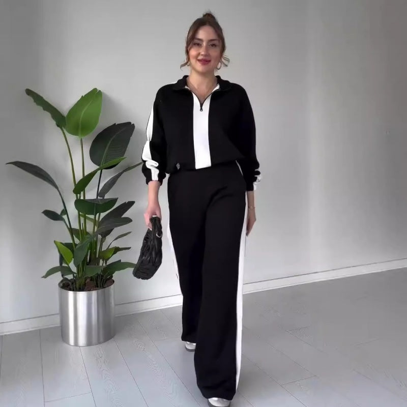 ⏳Limited Sale 51% OFF🌸Women’s Zipper Lapel Tops ＆ Pants 2-Piece Set-4