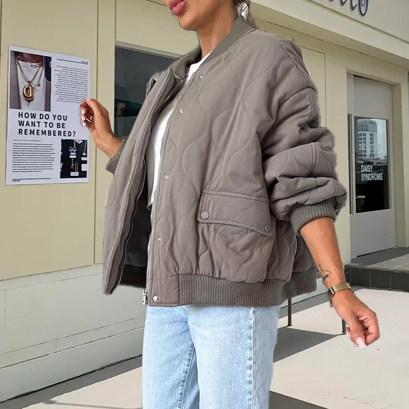 🔥Early Black Friday Sale:51% OFF🔥Solid Color Loose Thick Warm Bomber Jacket-4