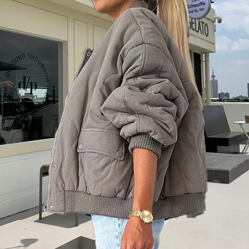 🔥Early Black Friday Sale:51% OFF🔥Solid Color Loose Thick Warm Bomber Jacket-5