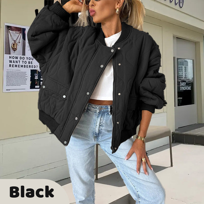 🔥Early Black Friday Sale:51% OFF🔥Solid Color Loose Thick Warm Bomber Jacket-8