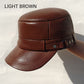 🔥Give the elders a warm winter🍃PU Leather Flat Top Warm Baseball Cap-10