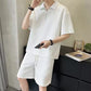⏳Limited Sale 50% OFF🌸Men's Waffle Textured Half-Zip Top and Shorts 2-Piece Set-5