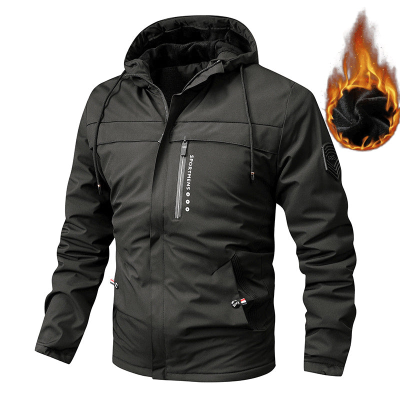 🎅Christmas Pre-sale🎁 Men's Casual Jacket Thicken Hooded Windbreaker-5