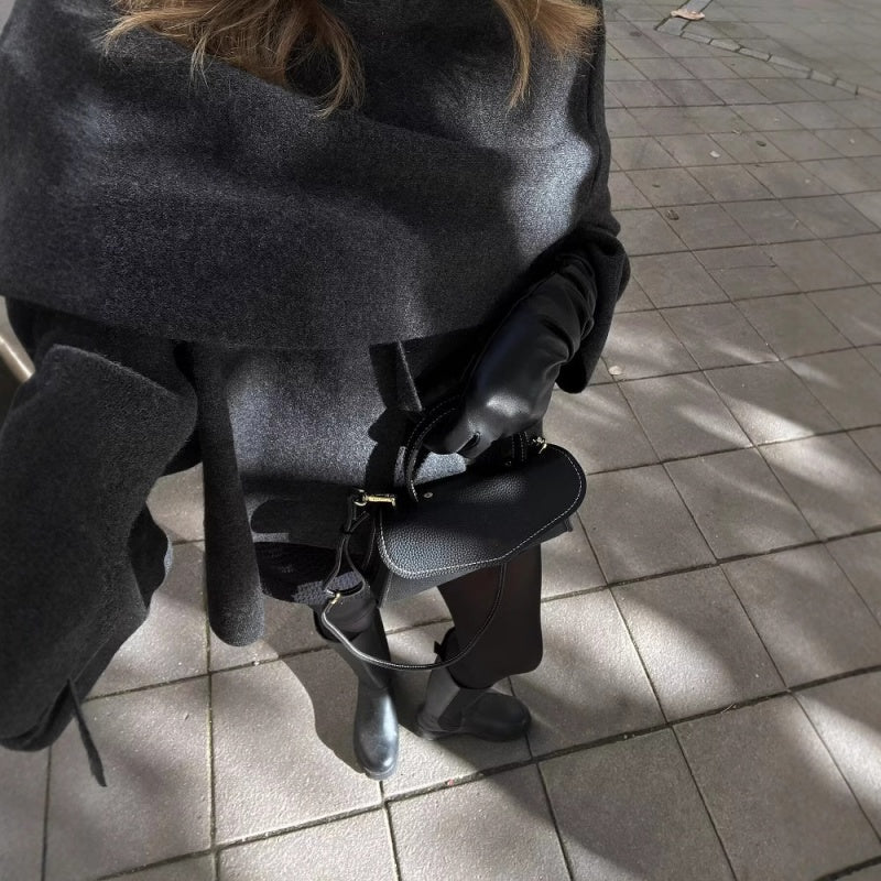 🔥🖤Free Shipping--Early Black Friday Sale:52% OFF🔥Asymmetrical Short Women's Jacket with Scarf-4