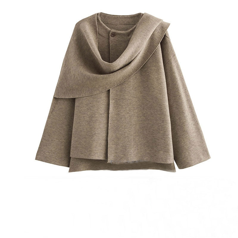 🔥🖤Free Shipping--Early Black Friday Sale:52% OFF🔥Asymmetrical Short Women's Jacket with Scarf-10