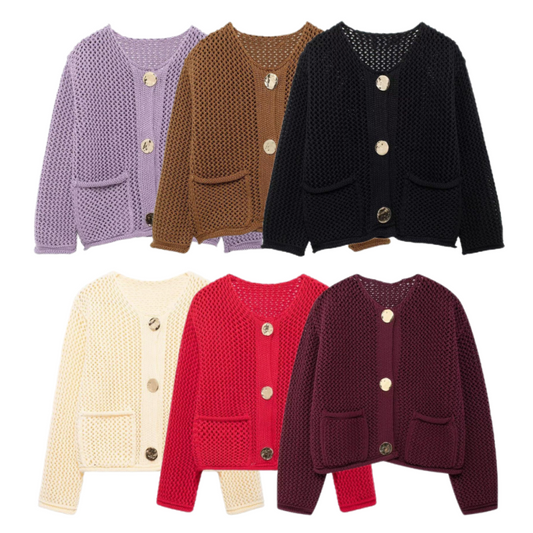 🎅Xmas Sales - 50% OFF🎄Women's Fashion Cut-Out Knitted Cardigan