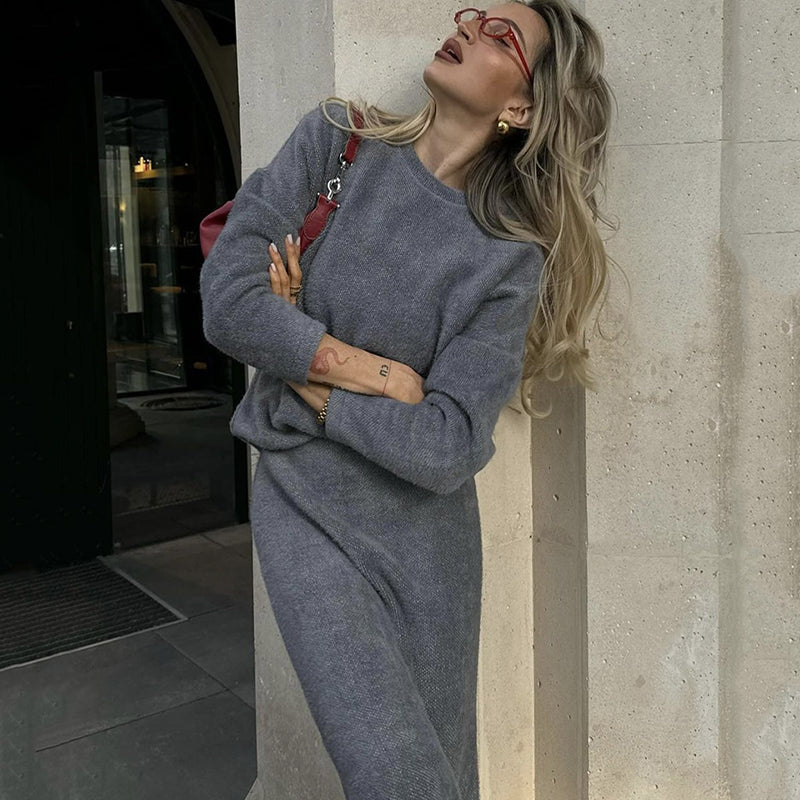 🔥Clearance Sale🔥Women’s Elegant Cozy Sweater and Flared Skirt Set-4