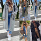 🍂 Early-bird price 50% Rabatt 🍁Lange, lässige, einfarbige Damenjacke mit Kapuze