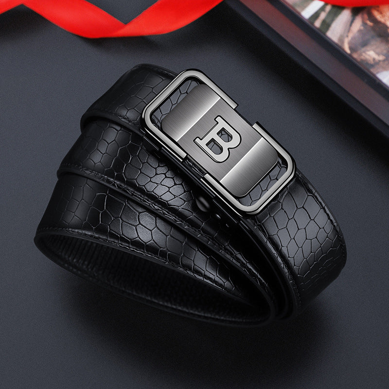 ✨New Arrival✨Men's Crocodile-Patterned Automatic Buckle Belt-9