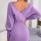 🎅Xmas Sales - 50% OFF🎄Sexy Knit Mini Dress with Batwing Long Sleeves-3