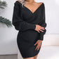 🎅Xmas Sales - 50% OFF🎄Sexy Knit Mini Dress with Batwing Long Sleeves-5