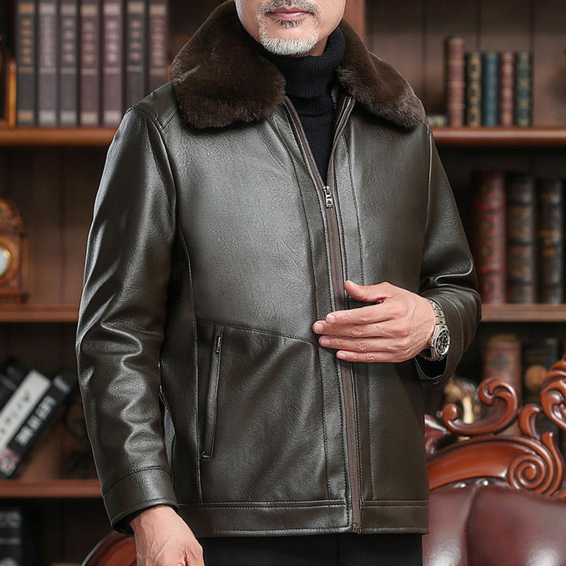 ❄️Winter Specials❄️ Men's Warm Zipper Faux Leather Jackets-1