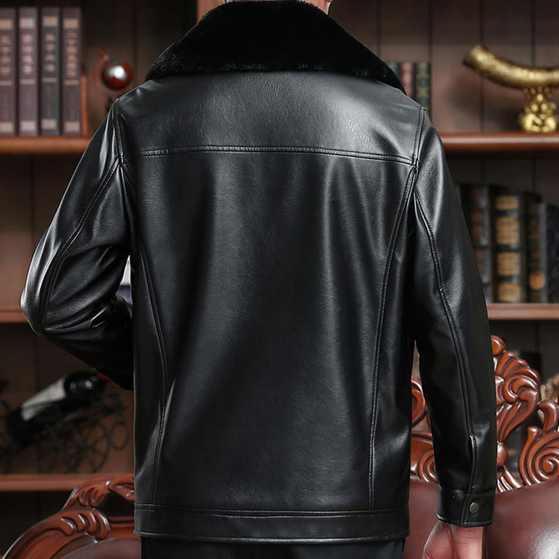❄️Winter Specials❄️ Men's Warm Zipper Faux Leather Jackets-5