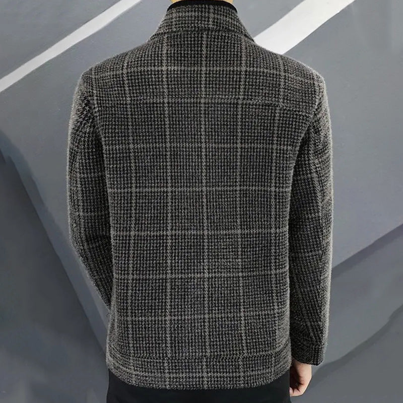 ✨New Arrival✨Men's Fashion Plaid Warm Lapel Jacket-1