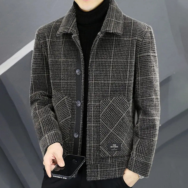✨New Arrival✨Men's Fashion Plaid Warm Lapel Jacket-2