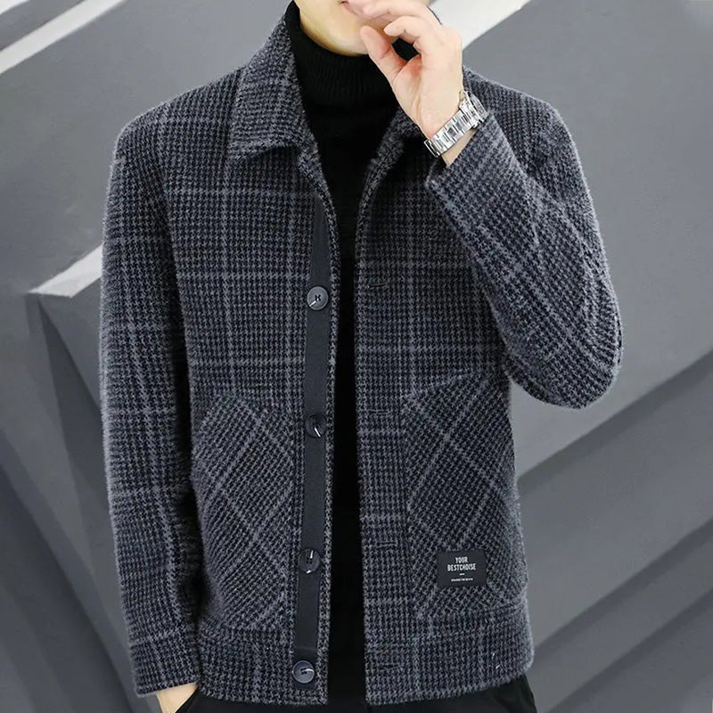 ✨New Arrival✨Men's Fashion Plaid Warm Lapel Jacket-3
