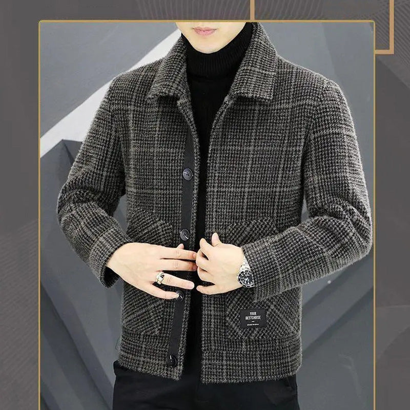 ✨New Arrival✨Men's Fashion Plaid Warm Lapel Jacket-6
