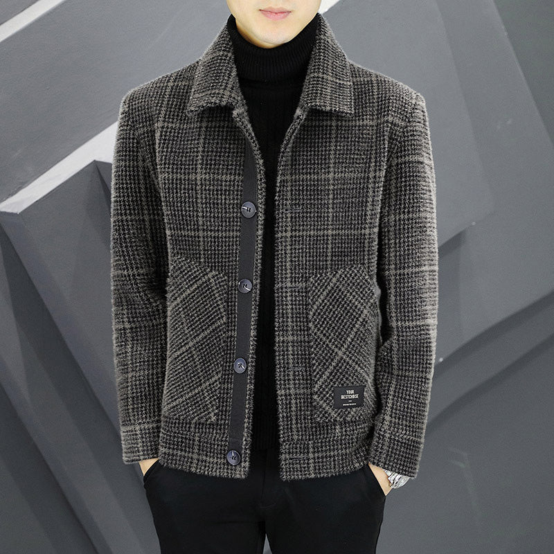 ✨New Arrival✨Men's Fashion Plaid Warm Lapel Jacket-10