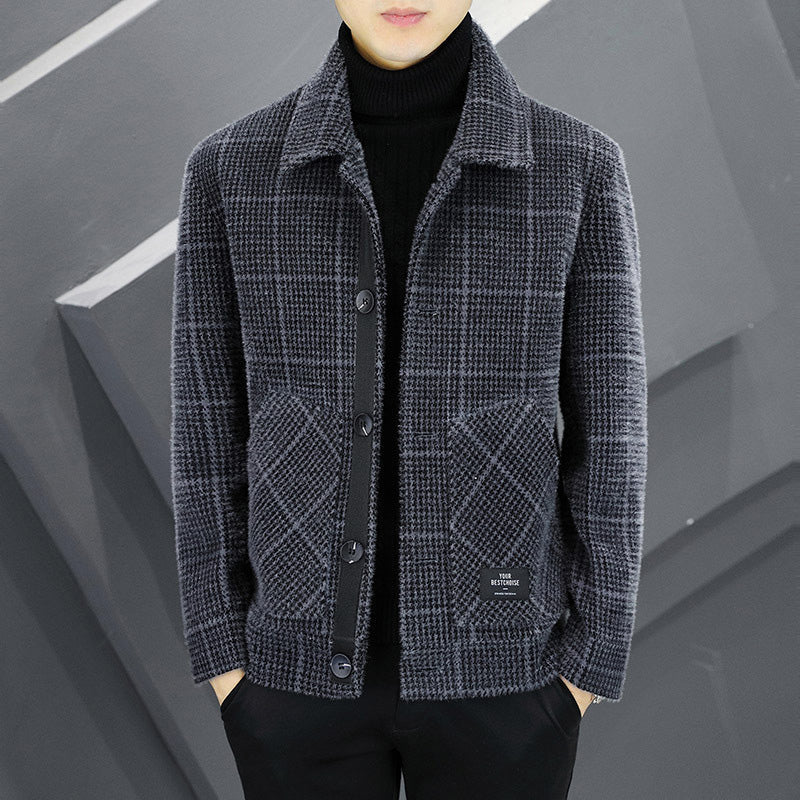 ✨New Arrival✨Men's Fashion Plaid Warm Lapel Jacket-11