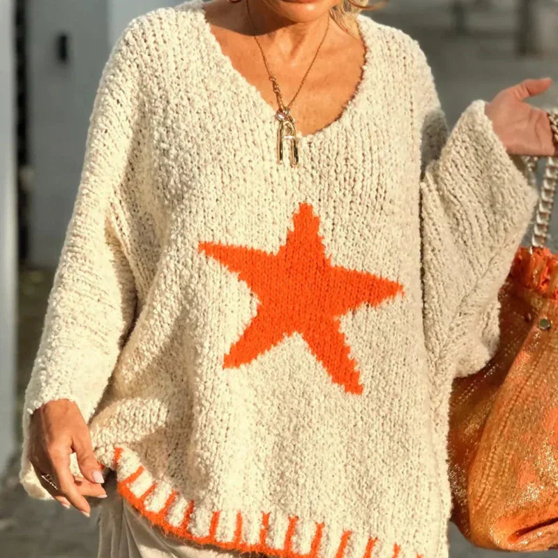 💕BLACK FRIDAY HOT SALES! 💕Women's Star Print V-Neck Pullover Sweater-10