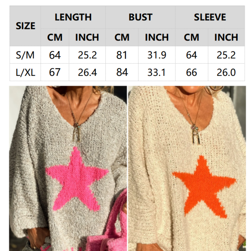 💕BLACK FRIDAY HOT SALES! 💕Women's Star Print V-Neck Pullover Sweater-8
