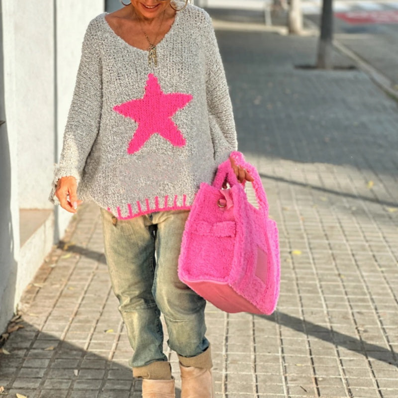 💕BLACK FRIDAY HOT SALES! 💕Women's Star Print V-Neck Pullover Sweater-7