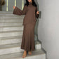 🎊Christmas sale - 50% Off🎊Women’s Casual Turtleneck Top & Maxi Skirt Two-Piece Set-1
