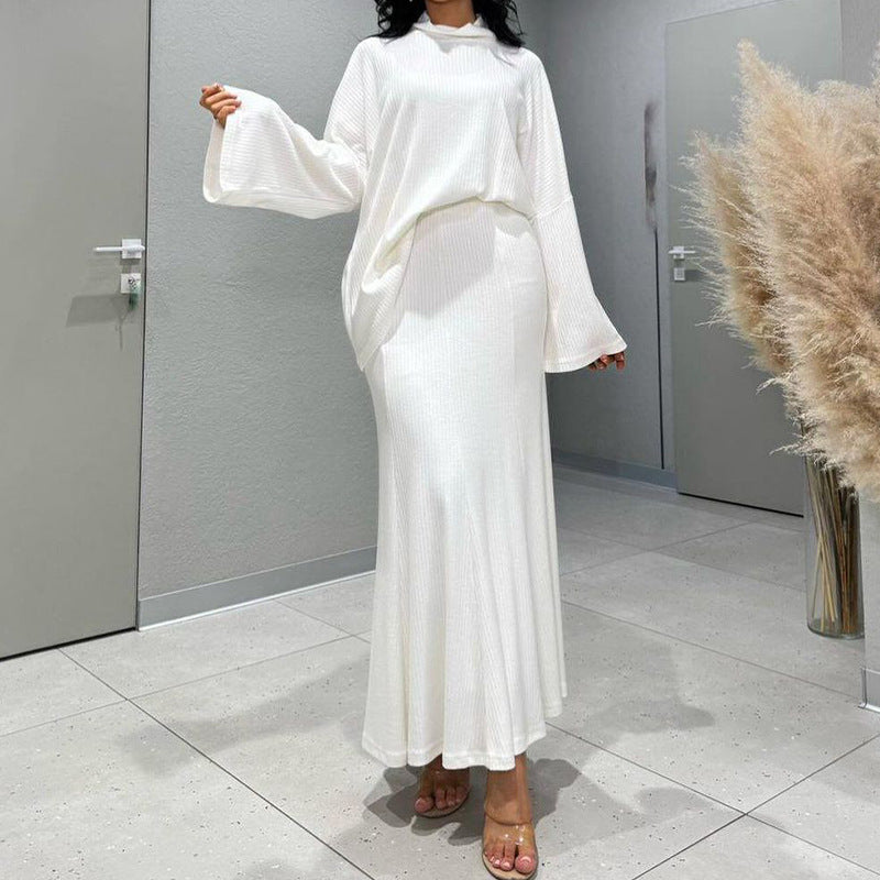 🎊Christmas sale - 50% Off🎊Women’s Casual Turtleneck Top & Maxi Skirt Two-Piece Set-5