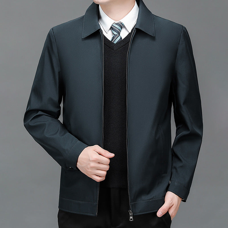 Men's Windproof Lapel Zipper Jacket-2