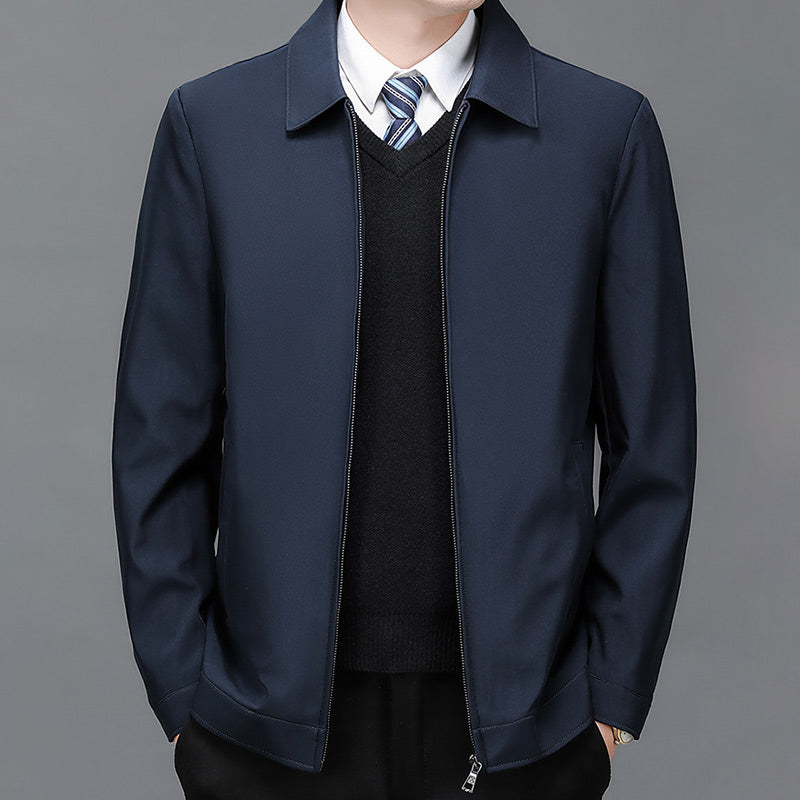 Men's Windproof Lapel Zipper Jacket-4