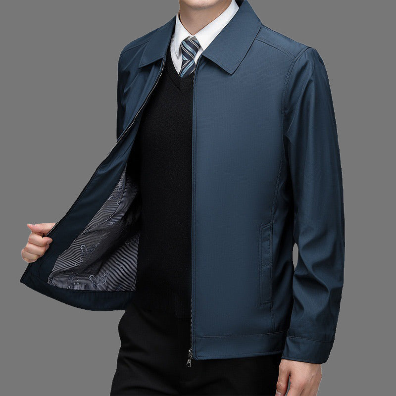 Men's Windproof Lapel Zipper Jacket-3