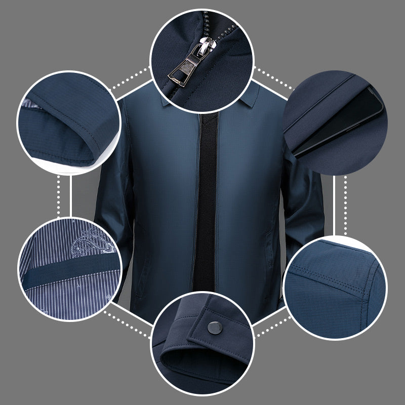 Men's Windproof Lapel Zipper Jacket-7