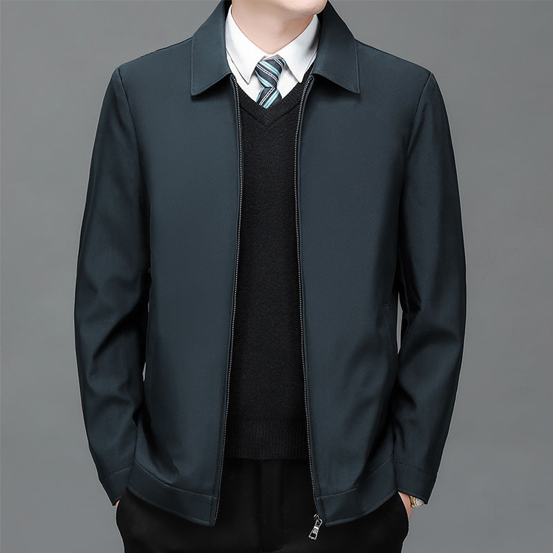 Men's Windproof Lapel Zipper Jacket-12